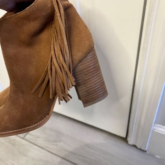 Arturo Chiang Reiden Fringe Ankle Boot, Brown Suede Size 8.5 - Picture 8 of 10